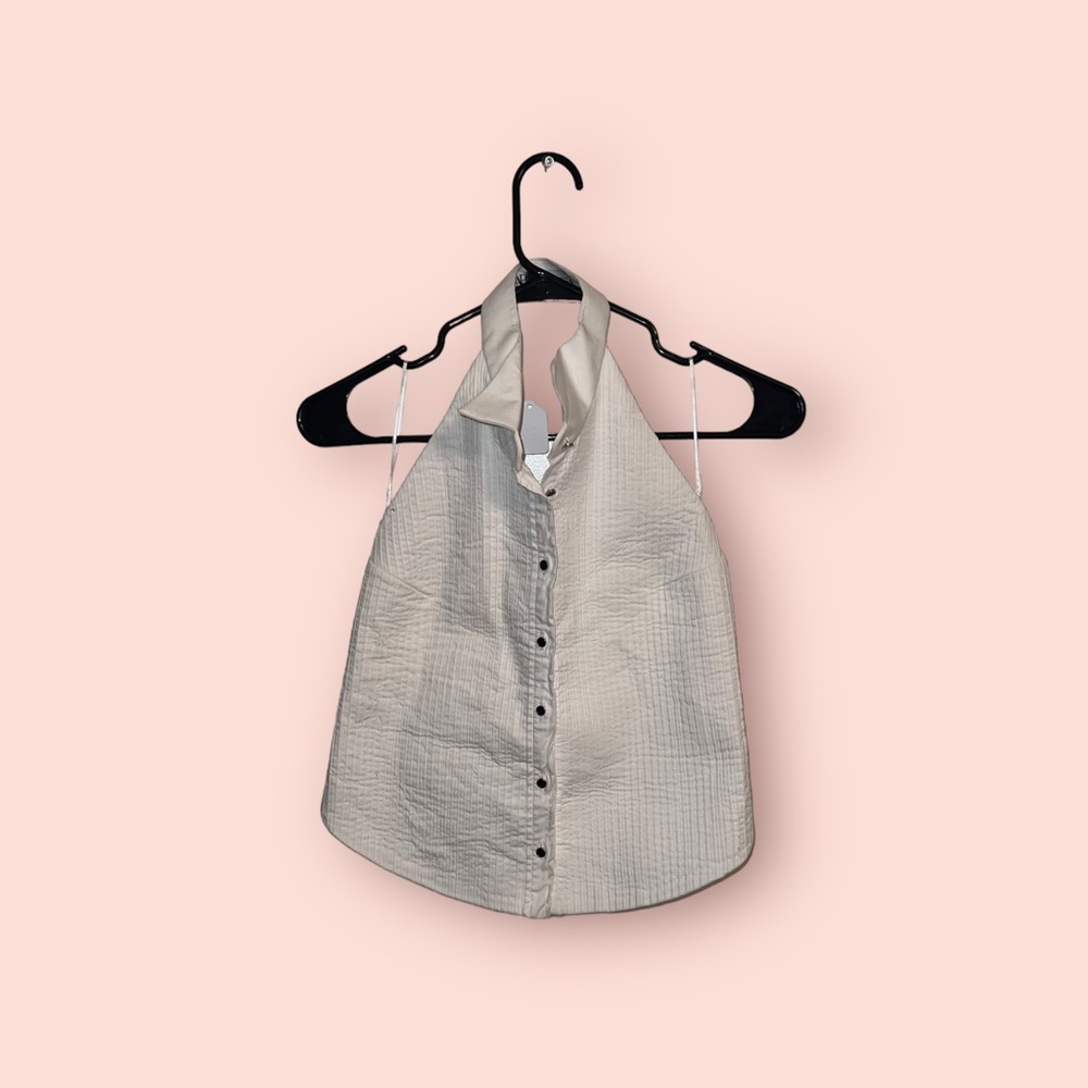 M ZARA white open back halter top